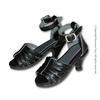 Nouveau Toys 1/6 Shoes Series - 1/6 Scale Black Leather Open Toe Strap Heels